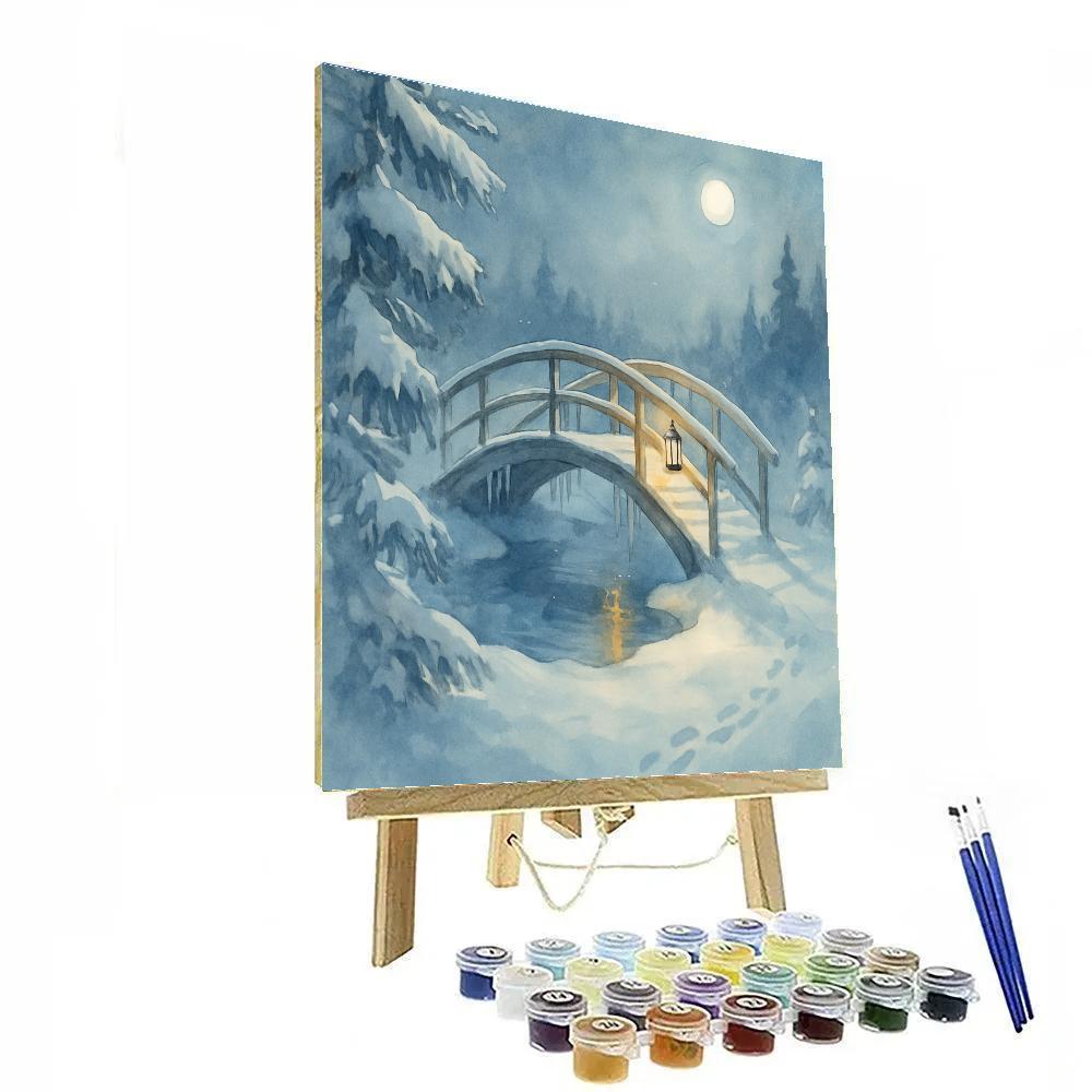 Moonlit Footbridge Over The Quiet Ice Paint by numbers art