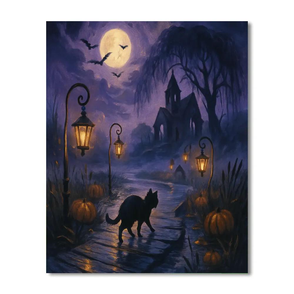 Lanterns Along The Whispering Bogway Painting by numbers kit