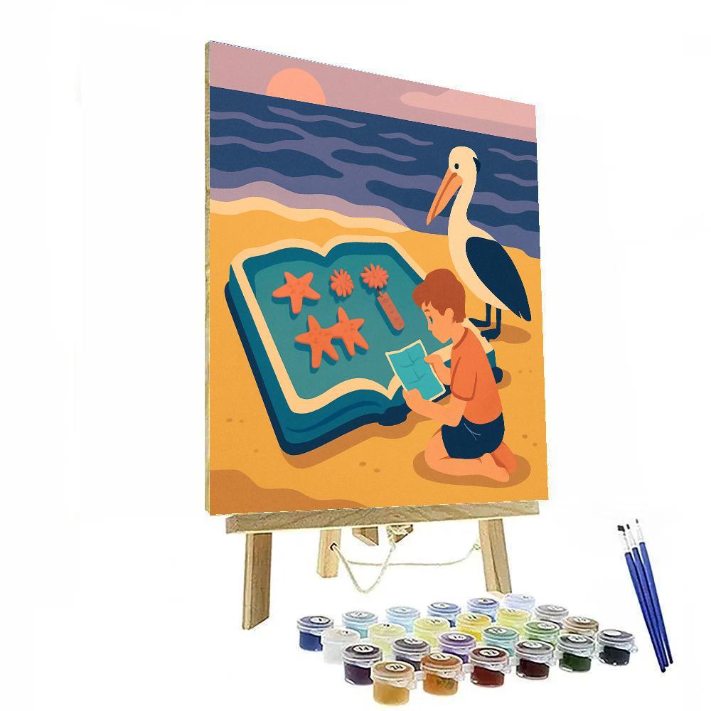 Tidepool Library At Beach Dusk paint by color