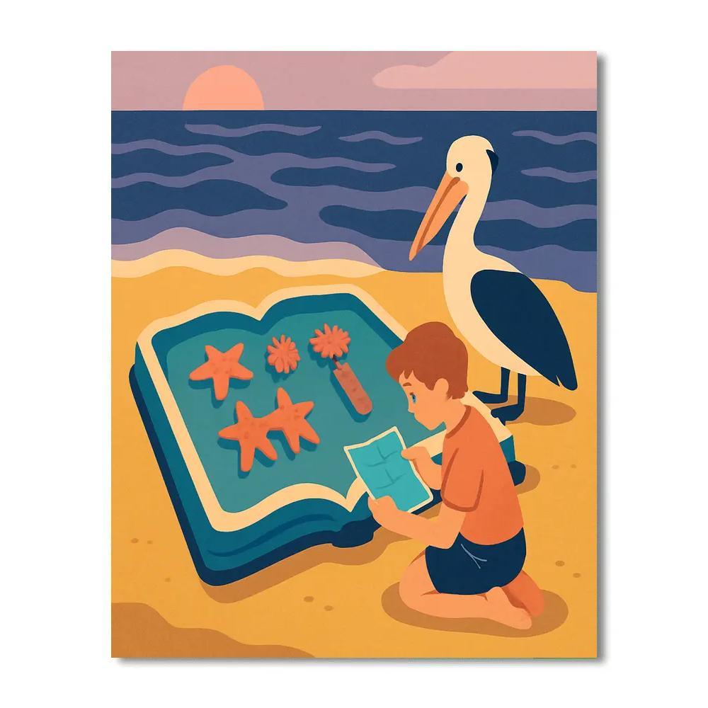 Tidepool Library At Beach Dusk paint by color