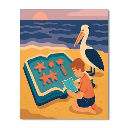 Tidepool Library At Beach Dusk paint by color