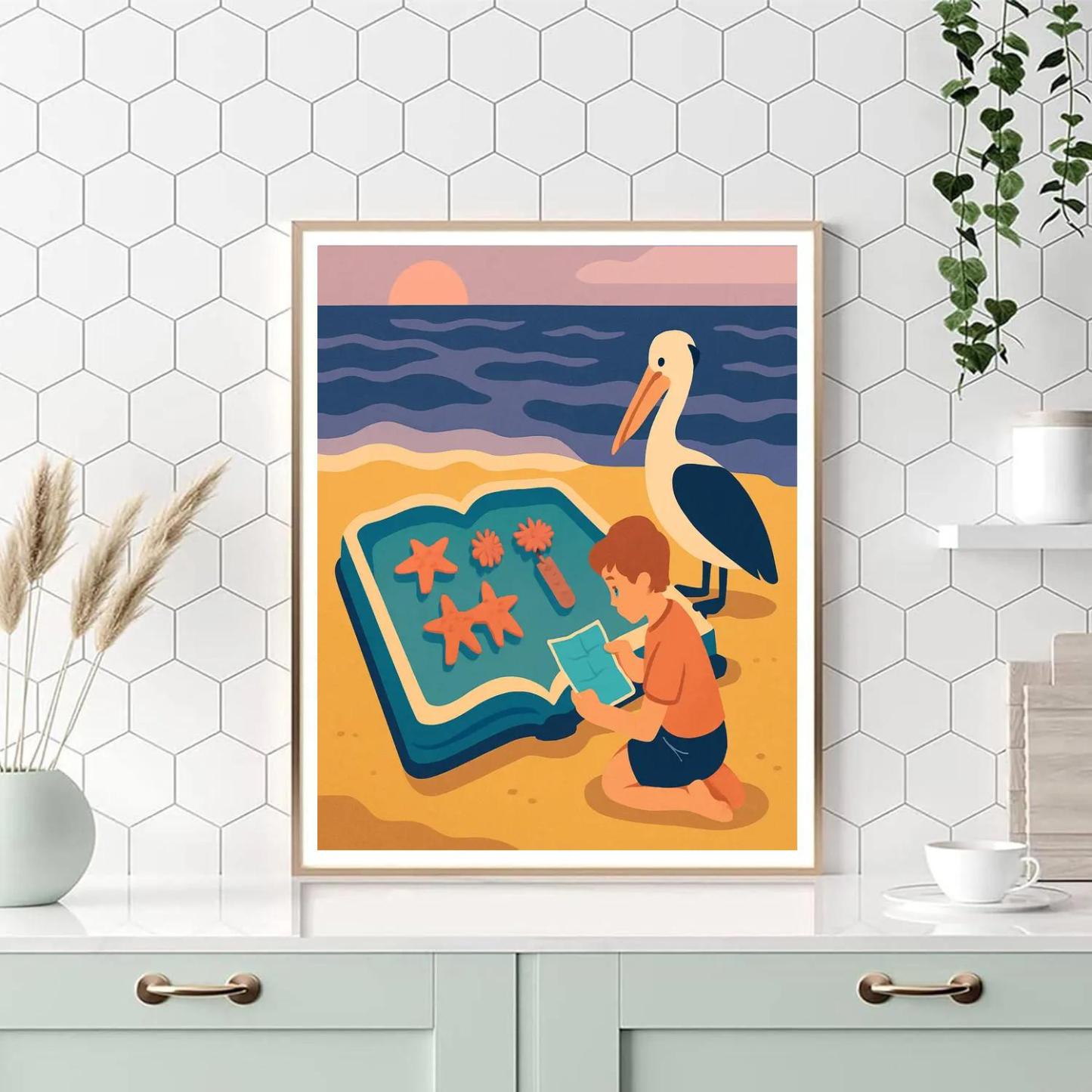 Tidepool Library At Beach Dusk paint by color