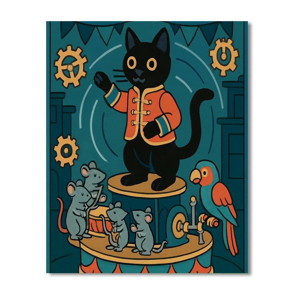 Clockwork Carousel Cat Parade paint by numbers