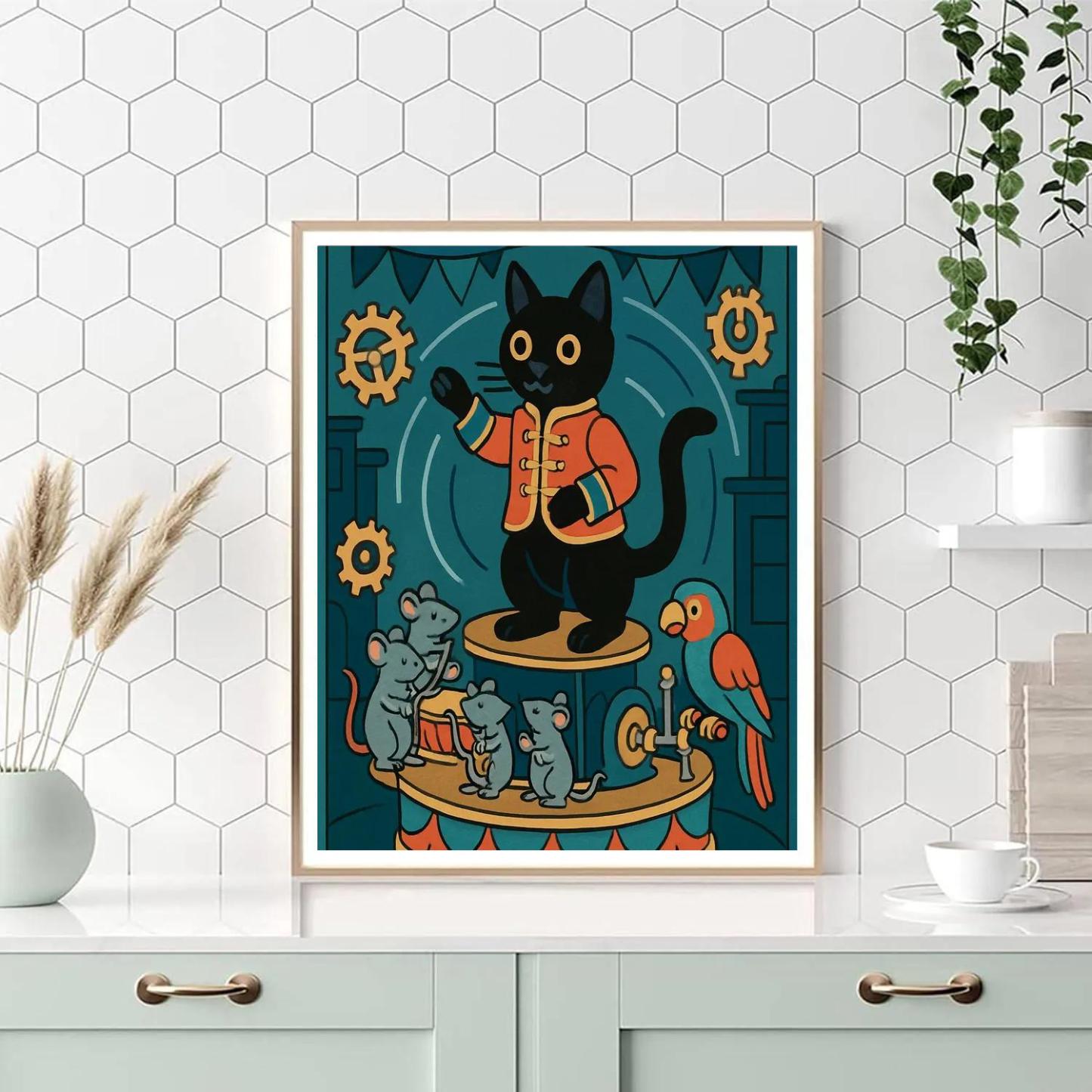 Clockwork Carousel Cat Parade paint by numbers