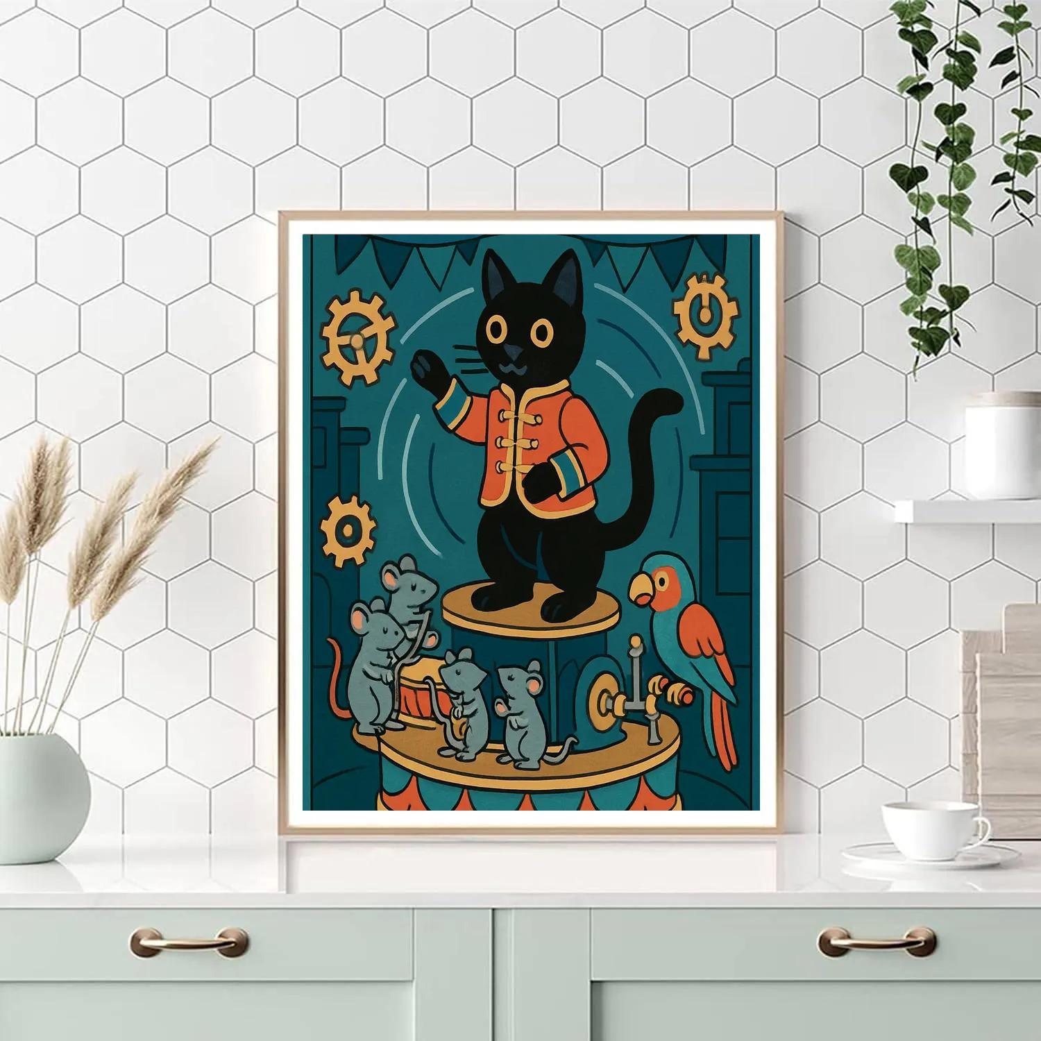 Clockwork Carousel Cat Parade paint by numbers