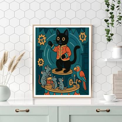 Clockwork Carousel Cat Parade paint by numbers