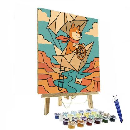 Origami Airship Dog Expedition paint by color