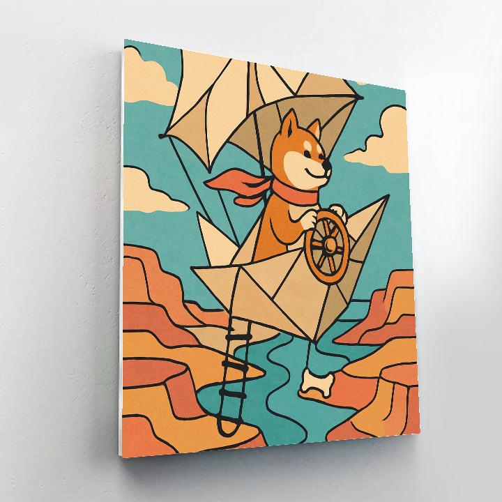 Origami Airship Dog Expedition paint by color