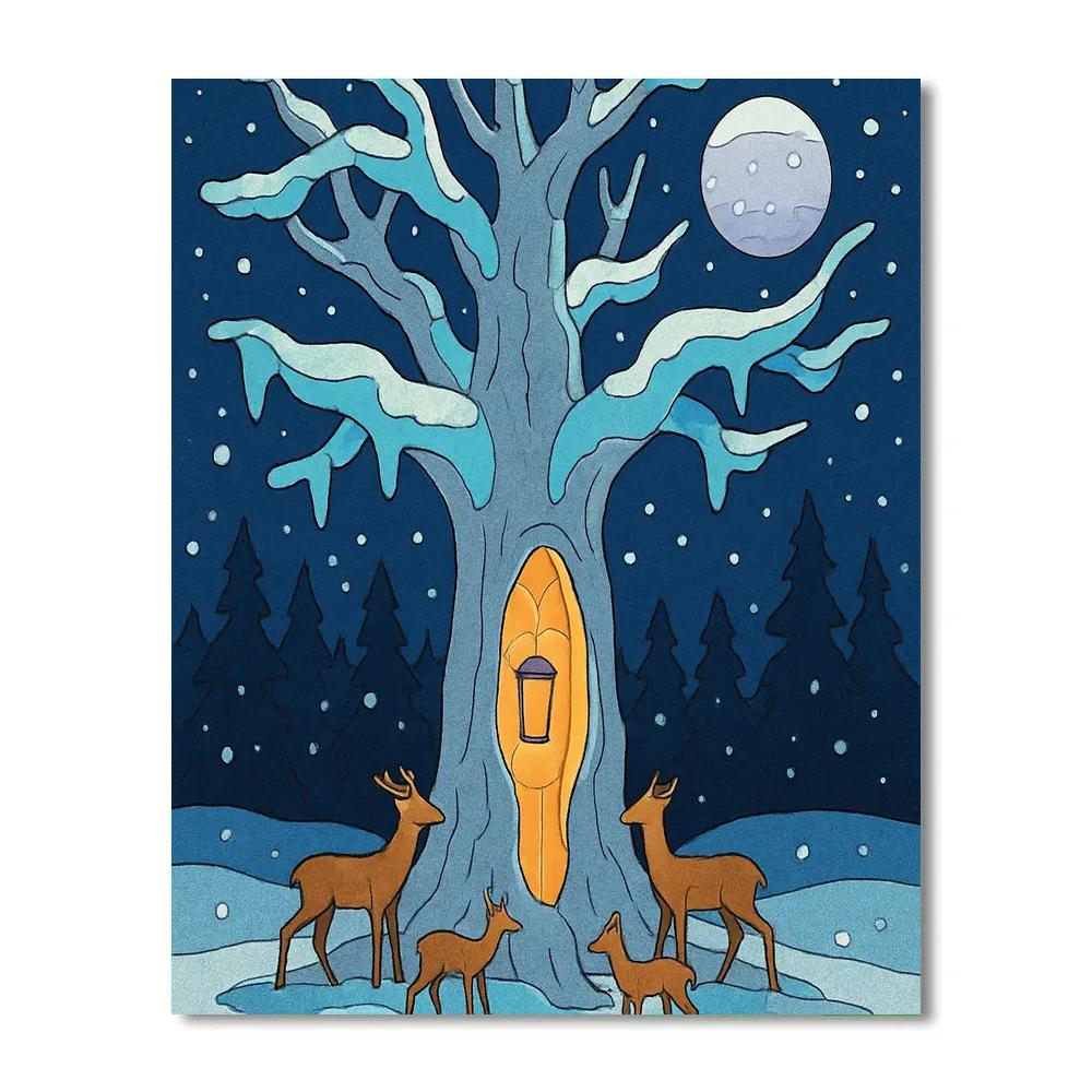 Lantern Grove Tree At Winter Solstice Number painting