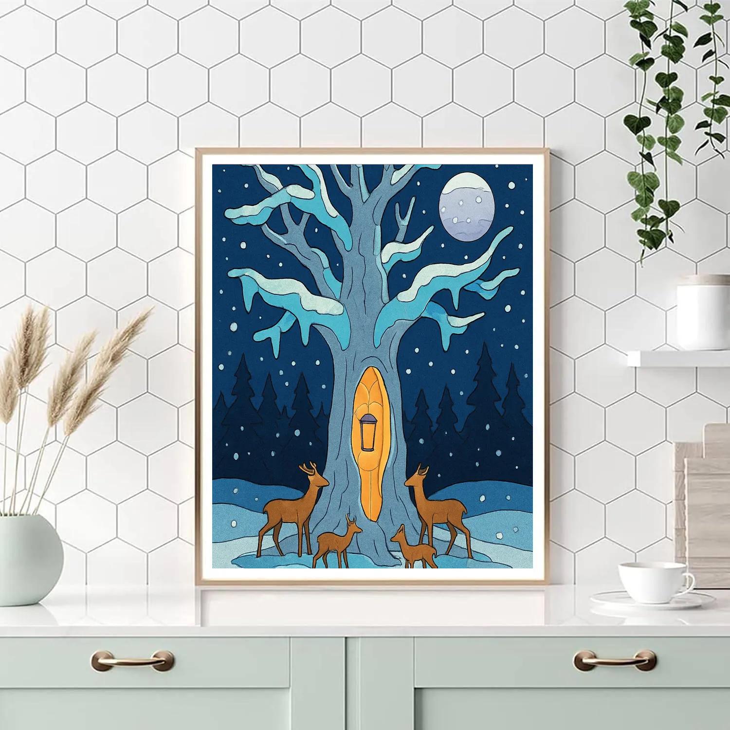 Lantern Grove Tree At Winter Solstice Number painting