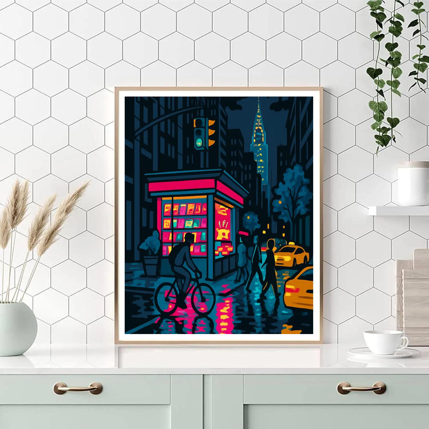 After Midnight New York Newsstand Glow painting number kit