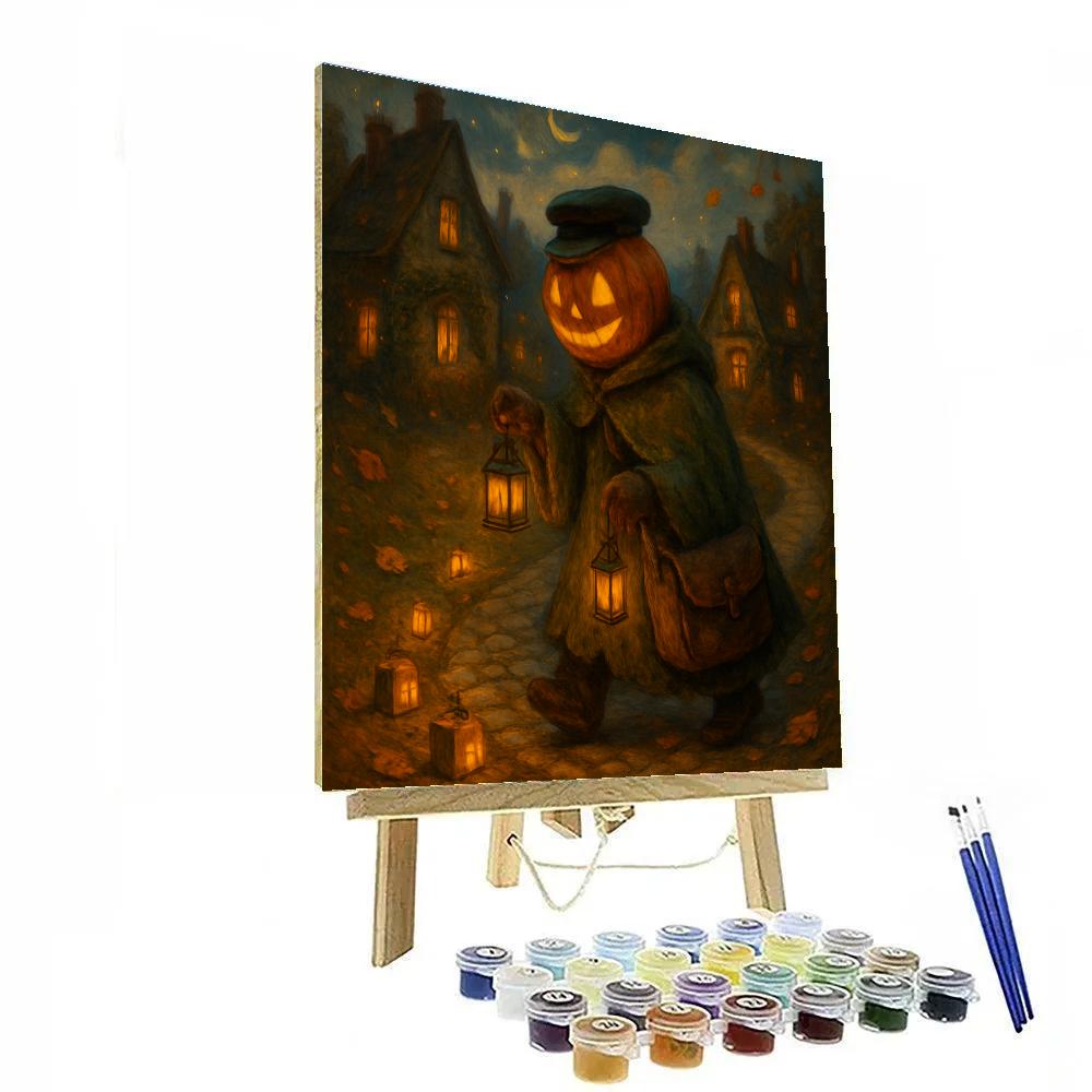 Lantern Parade Of The Pumpkin Postman paint by number