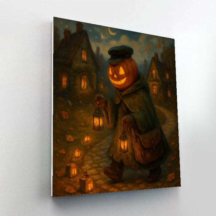 Lantern Parade Of The Pumpkin Postman paint by number