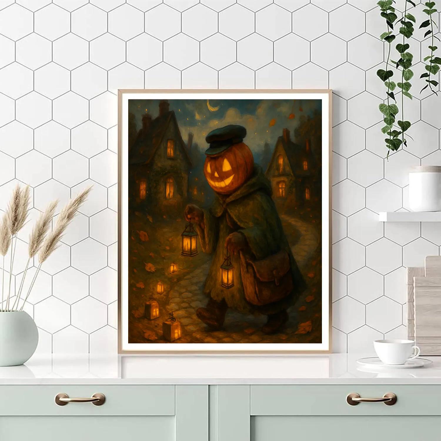 Lantern Parade Of The Pumpkin Postman paint by number
