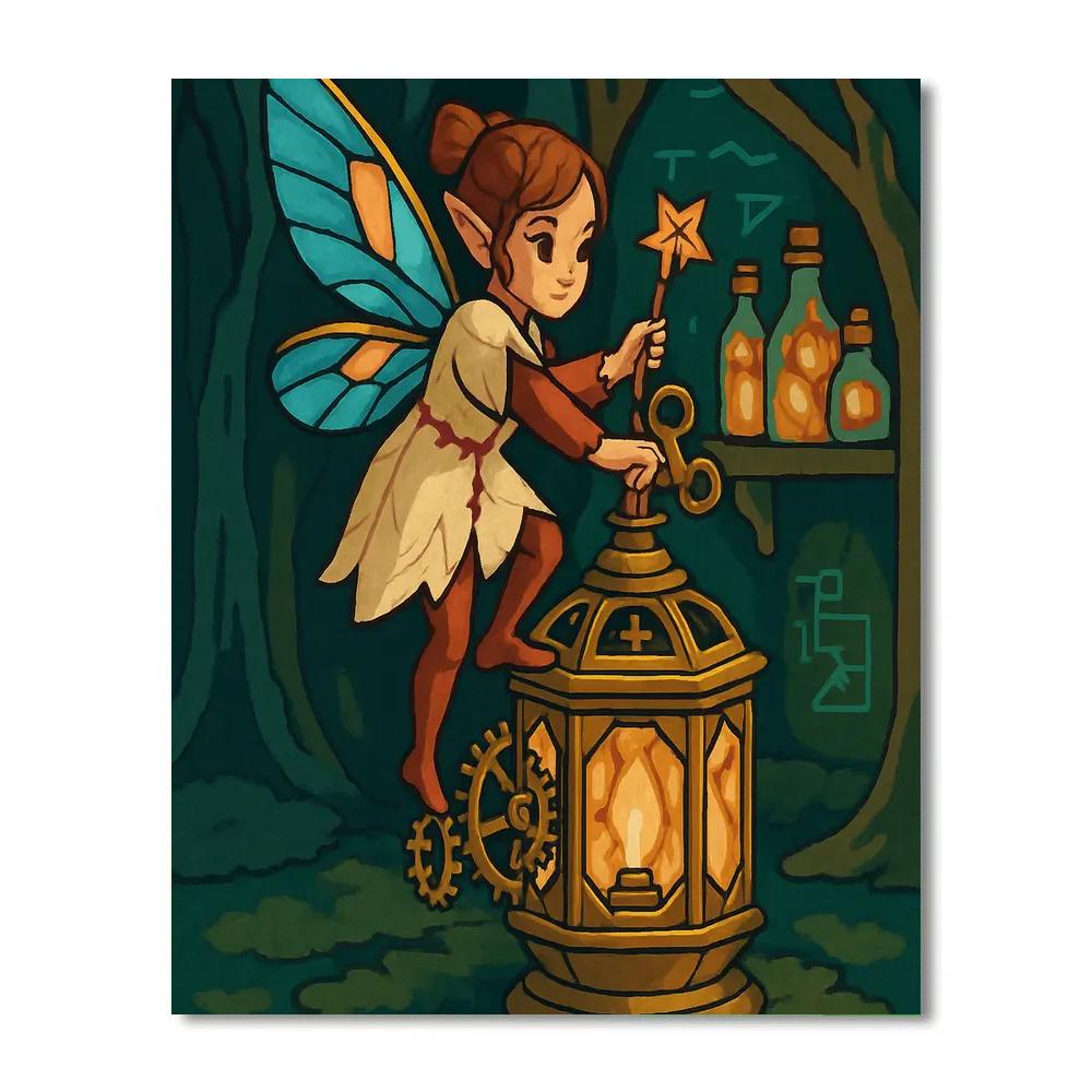 Fairy Clockwork Lantern Keeper DIY paint by numbers