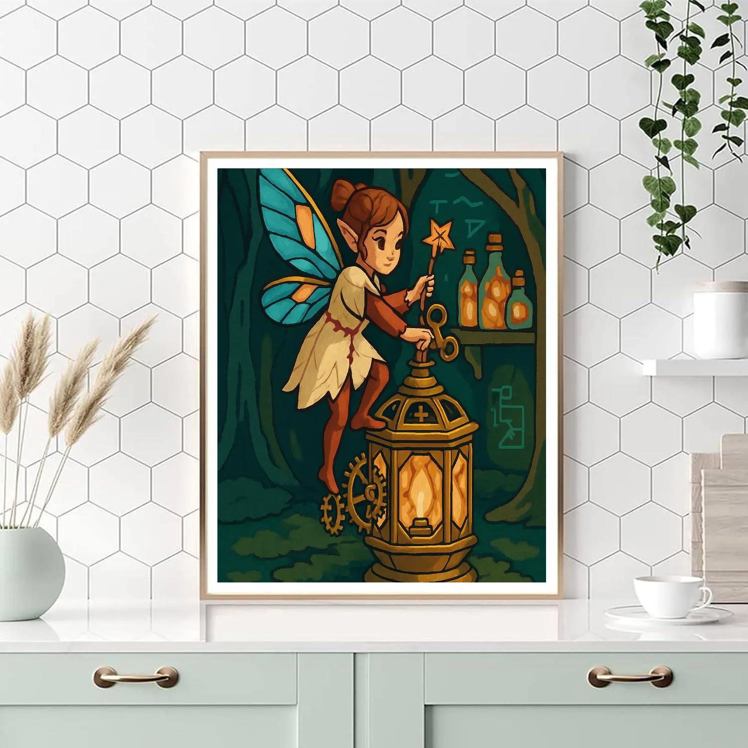 Fairy Clockwork Lantern Keeper DIY paint by numbers