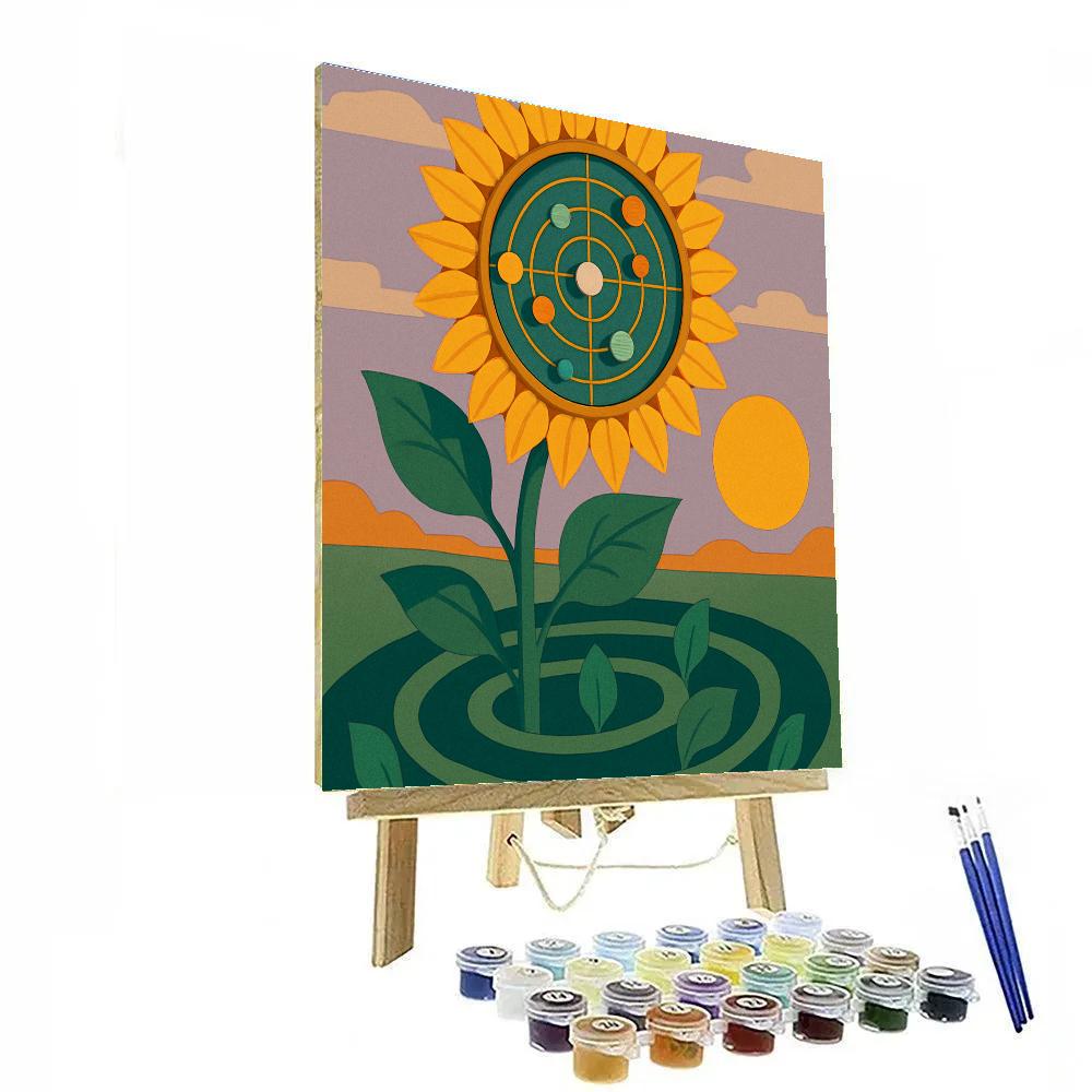 Clockwork Sunflower Orrery Garden paint by numbers