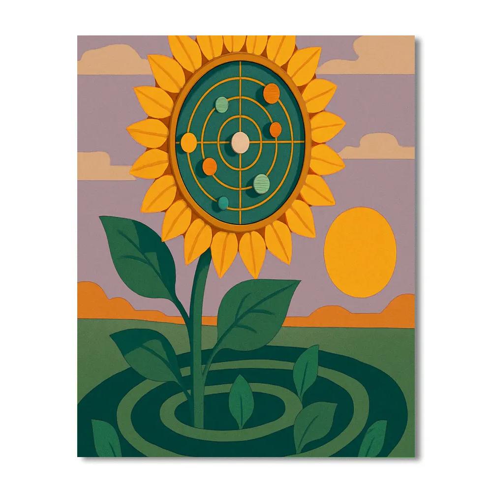 Clockwork Sunflower Orrery Garden paint by numbers