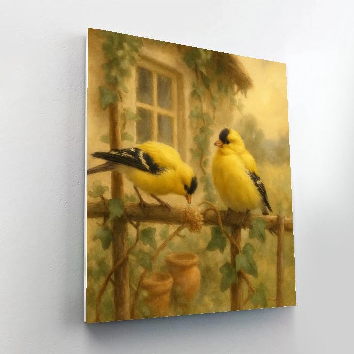 Cottage Window Goldfinch Pause Painting by numbers kit