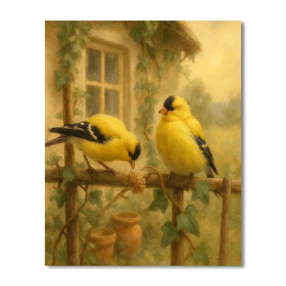 Cottage Window Goldfinch Pause Painting by numbers kit