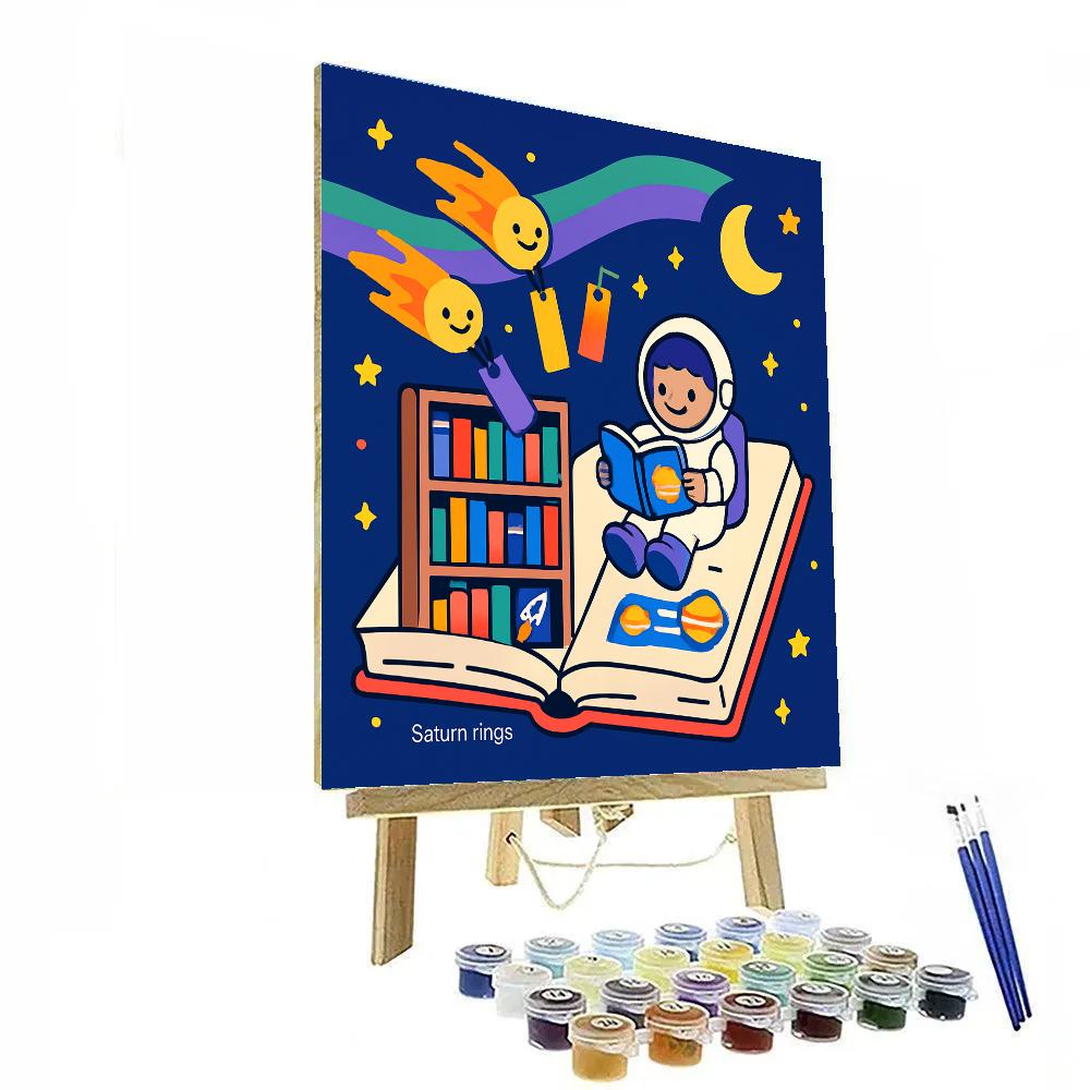 Aurora Library In The Night Sky painting number kit