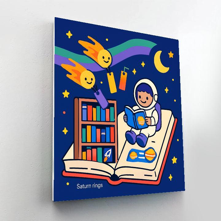 Aurora Library In The Night Sky painting number kit