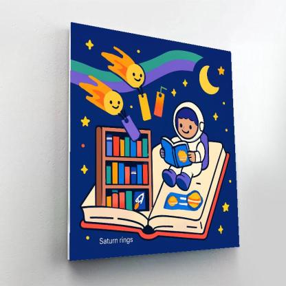 Aurora Library In The Night Sky painting number kit