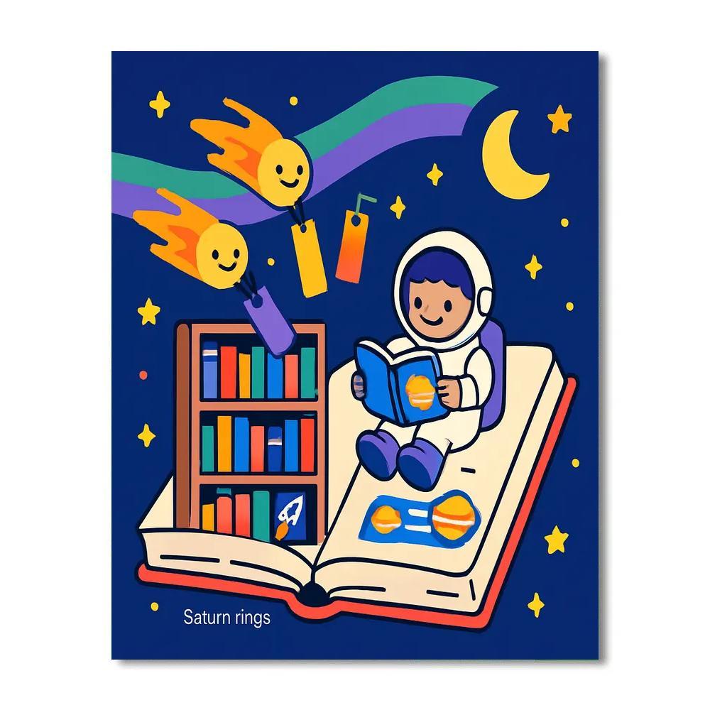 Aurora Library In The Night Sky painting number kit