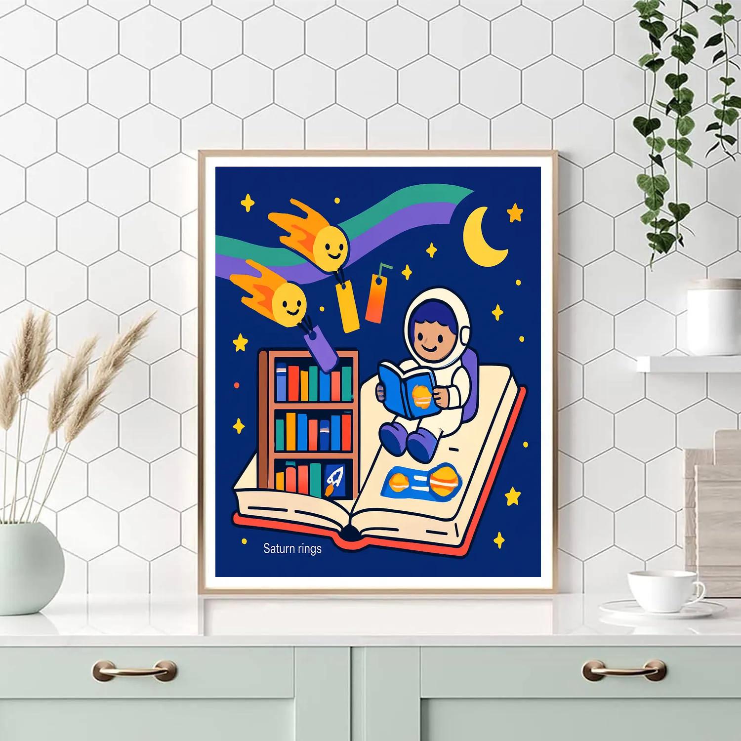 Aurora Library In The Night Sky painting number kit