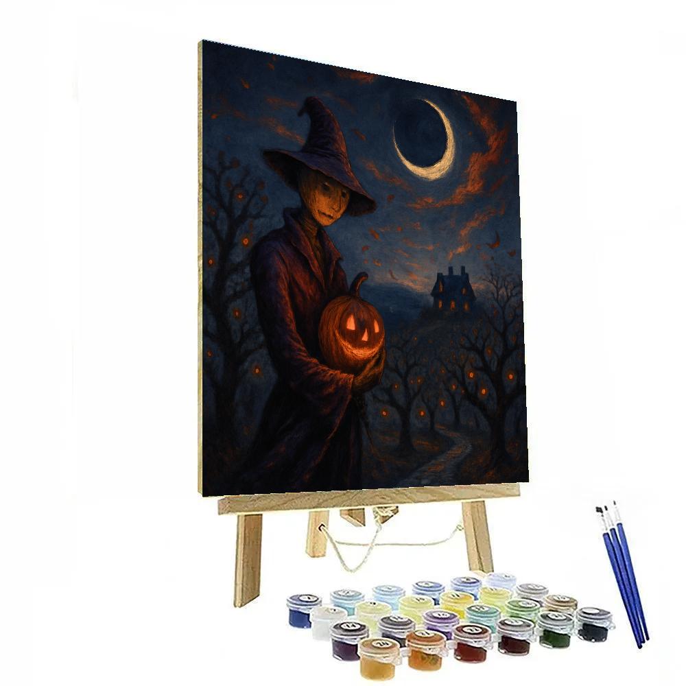 Ember Orchard Under A Crescent Eclipse Paint by numbers art