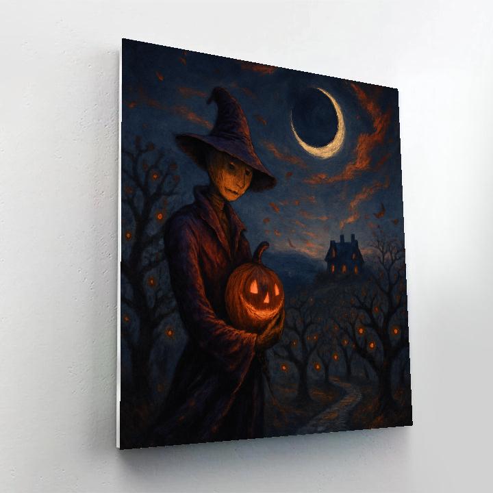 Ember Orchard Under A Crescent Eclipse Paint by numbers art
