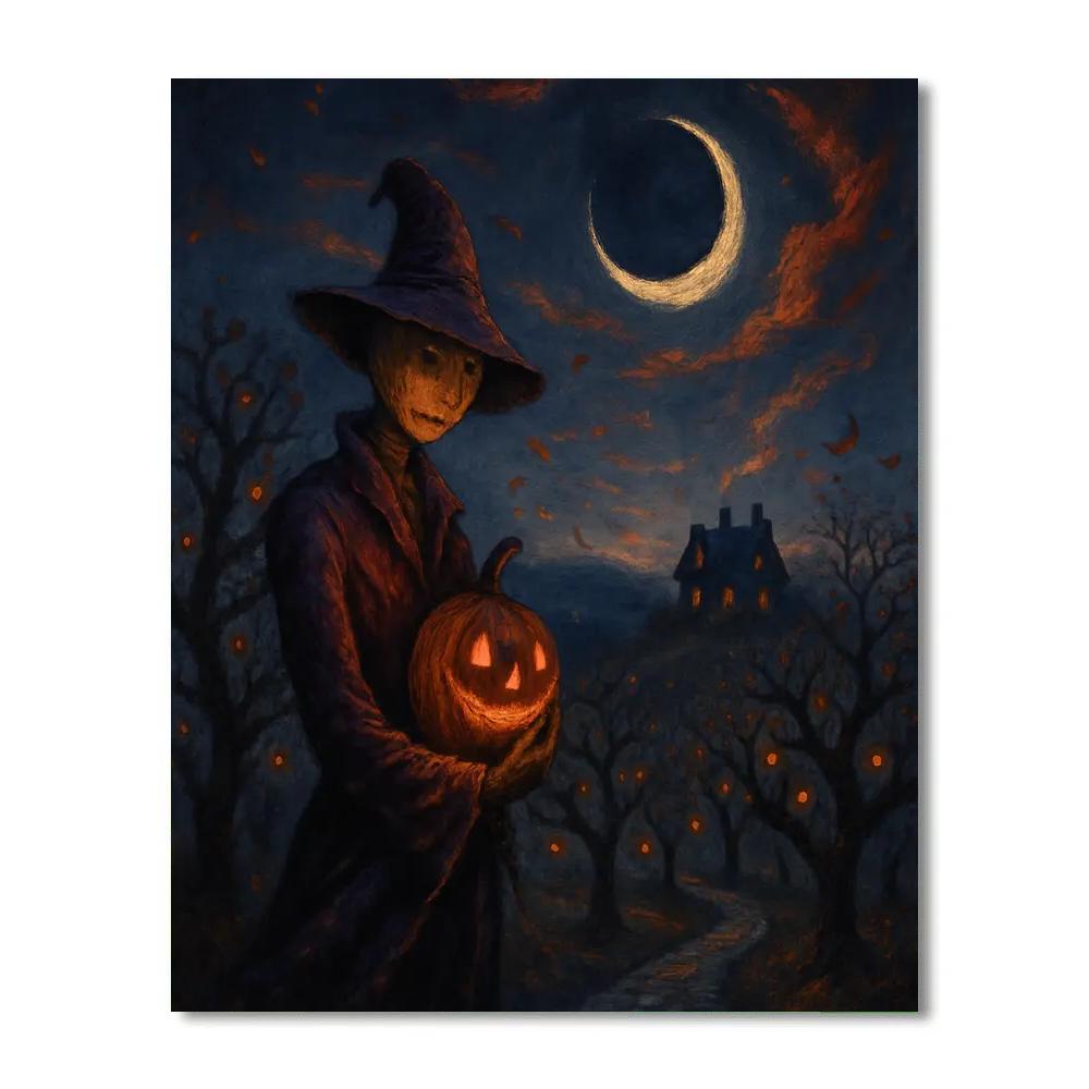 Ember Orchard Under A Crescent Eclipse Paint by numbers art