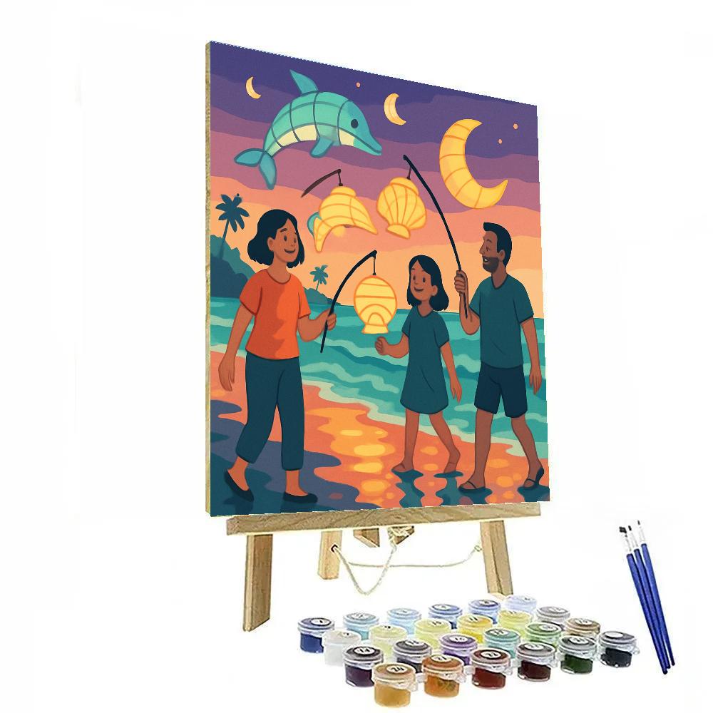 Beach Lantern Parade paint by numbers