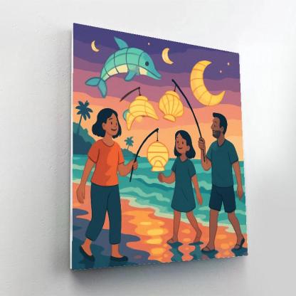 Beach Lantern Parade paint by numbers