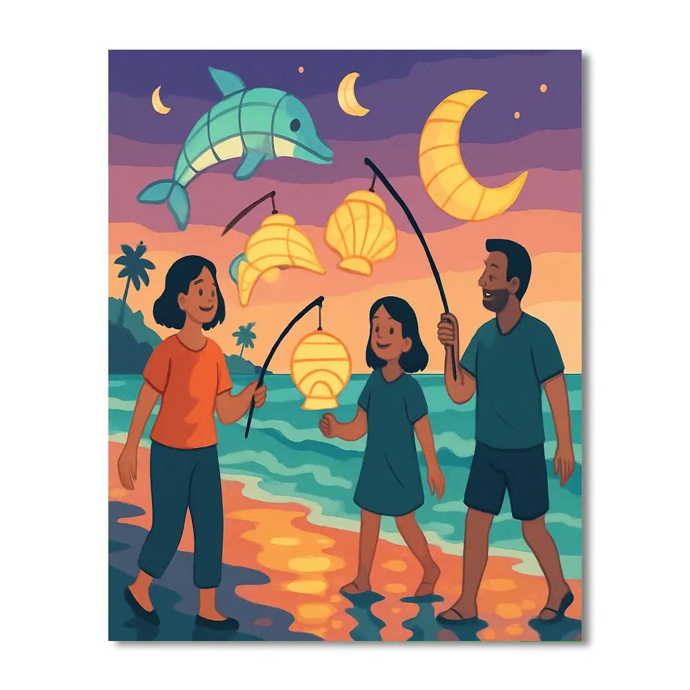 Beach Lantern Parade paint by numbers