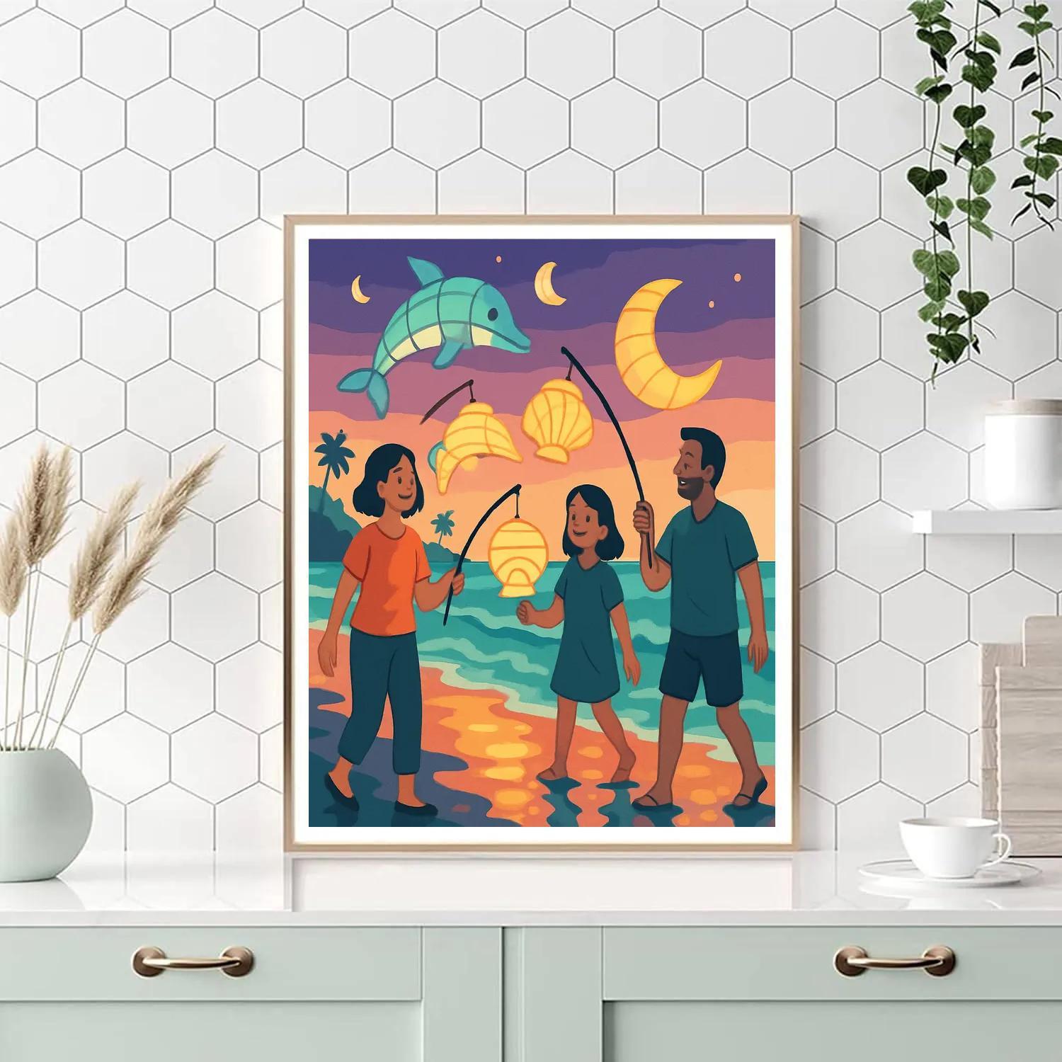 Beach Lantern Parade paint by numbers