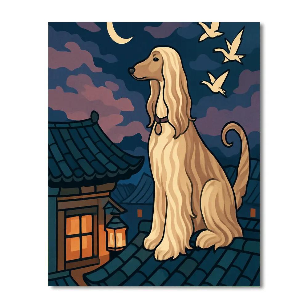 Teahouse Rooftop With Dog Lookout DIY paint by numbers