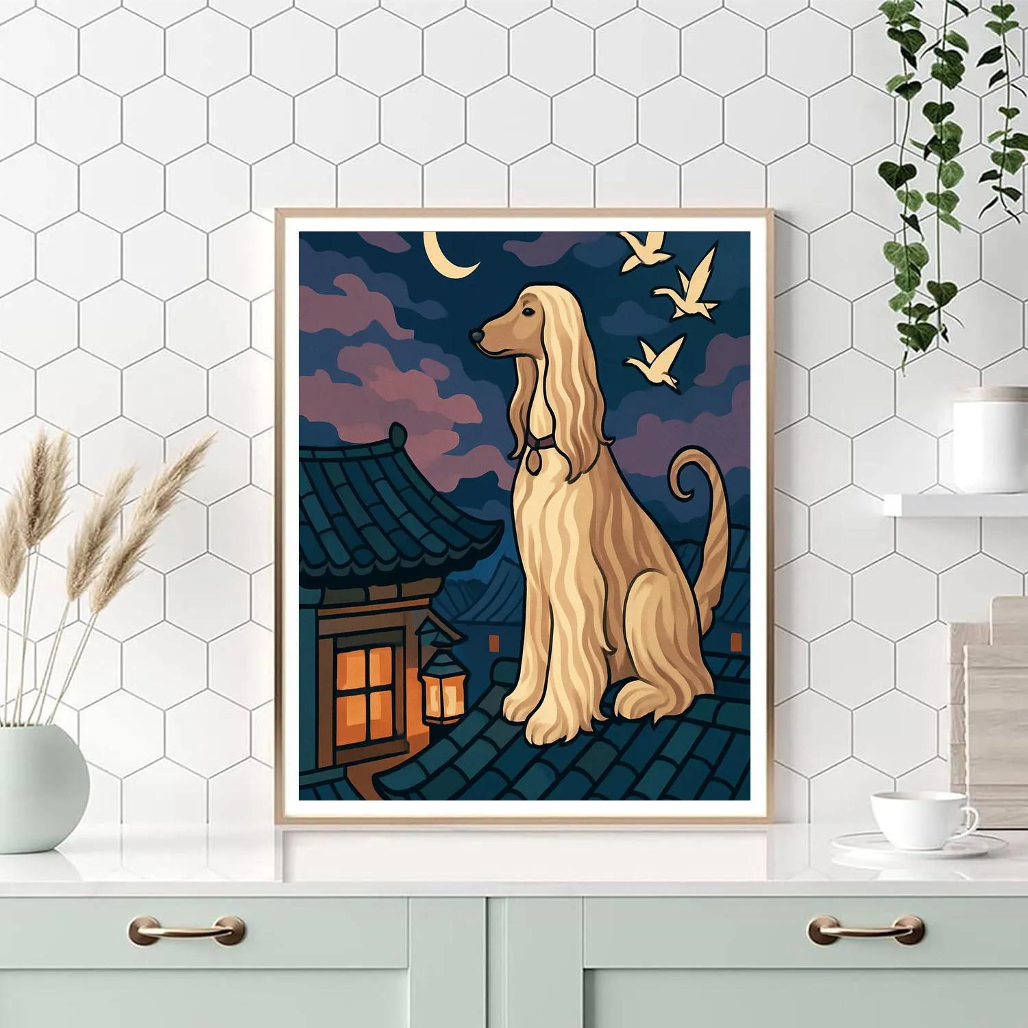 Teahouse Rooftop With Dog Lookout DIY paint by numbers