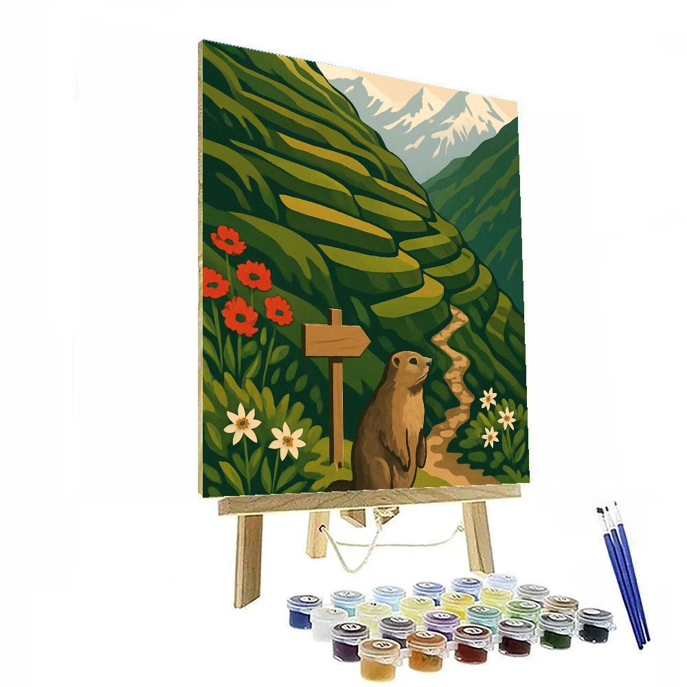 Alpine Tea Terrace With Mountain Horizon Paint by numbers art