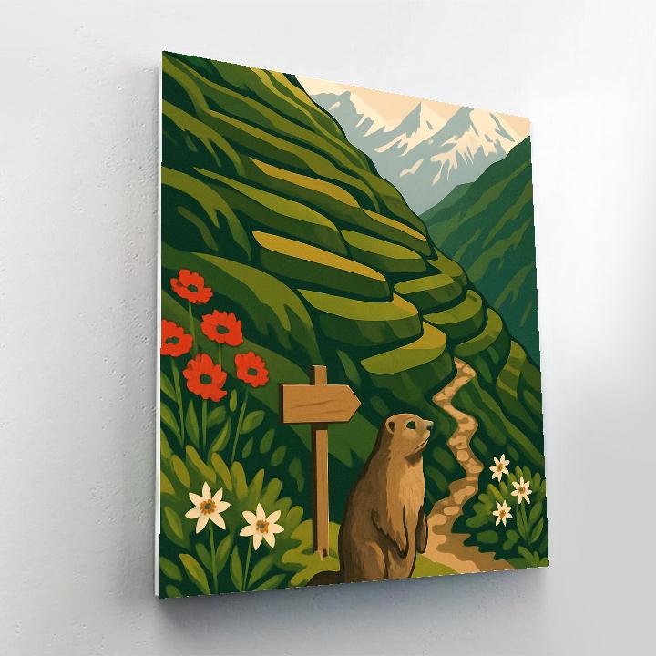 Alpine Tea Terrace With Mountain Horizon Paint by numbers art