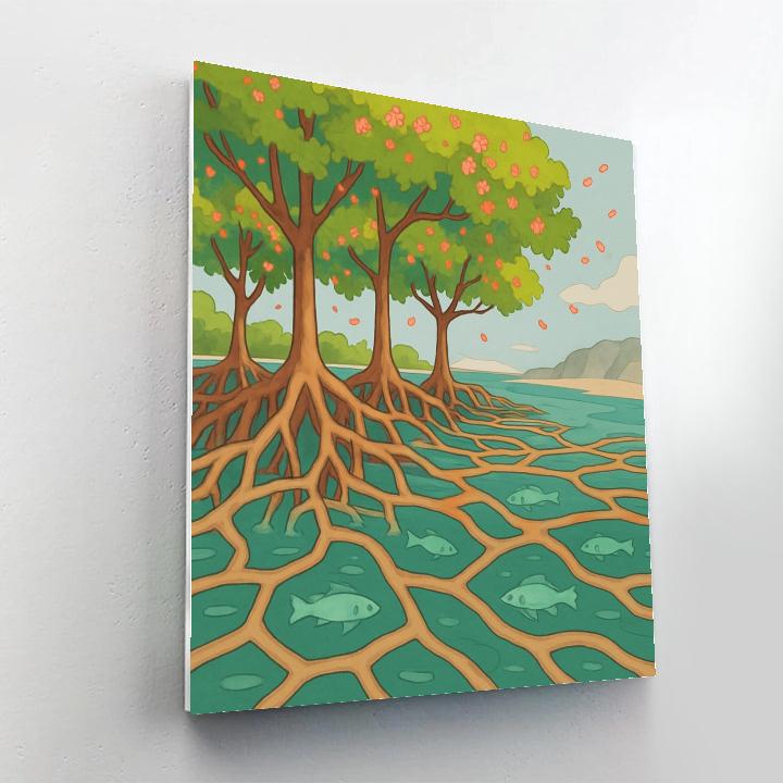 Mangrove With Floating Tree Root Maps DIY paint by numbers