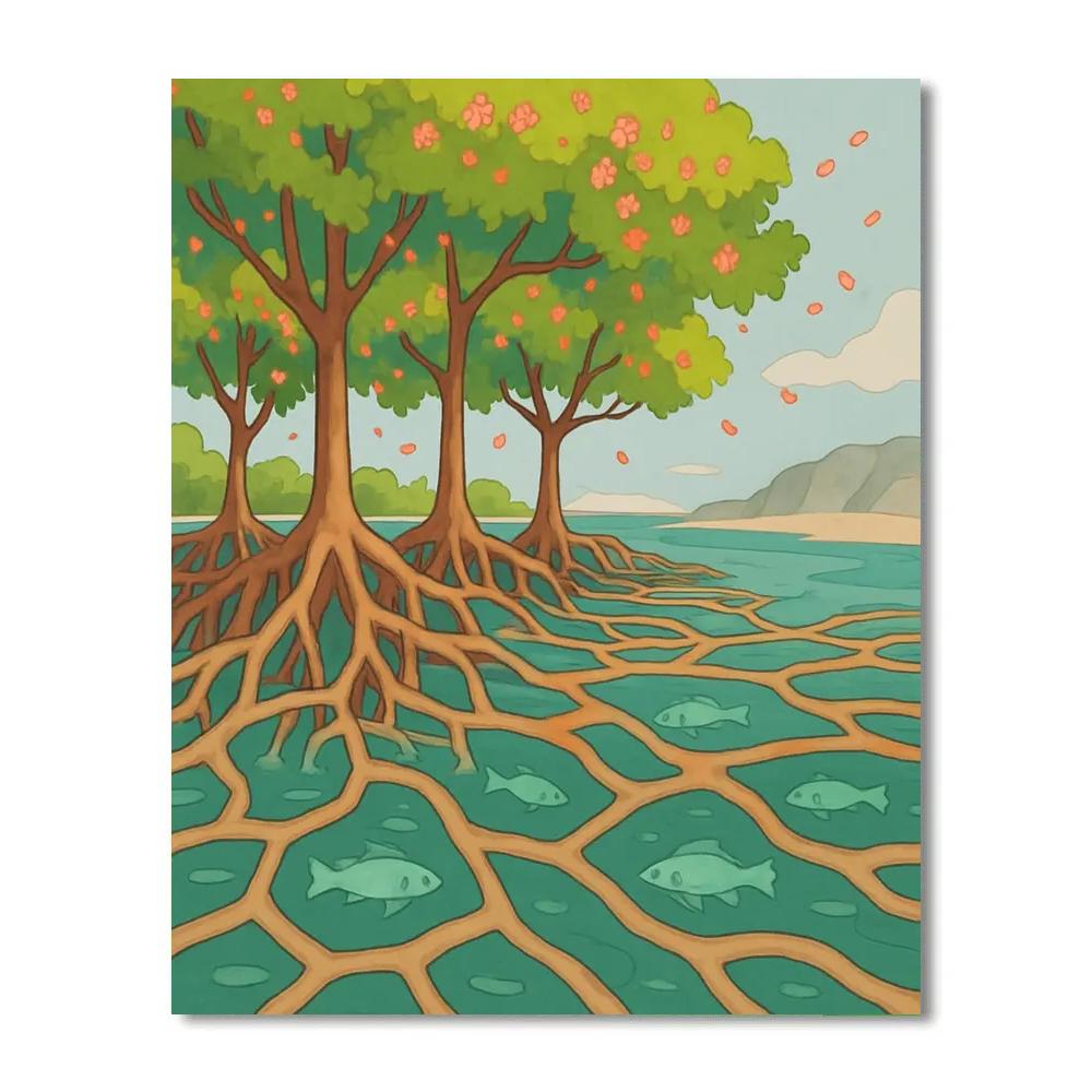 Mangrove With Floating Tree Root Maps DIY paint by numbers