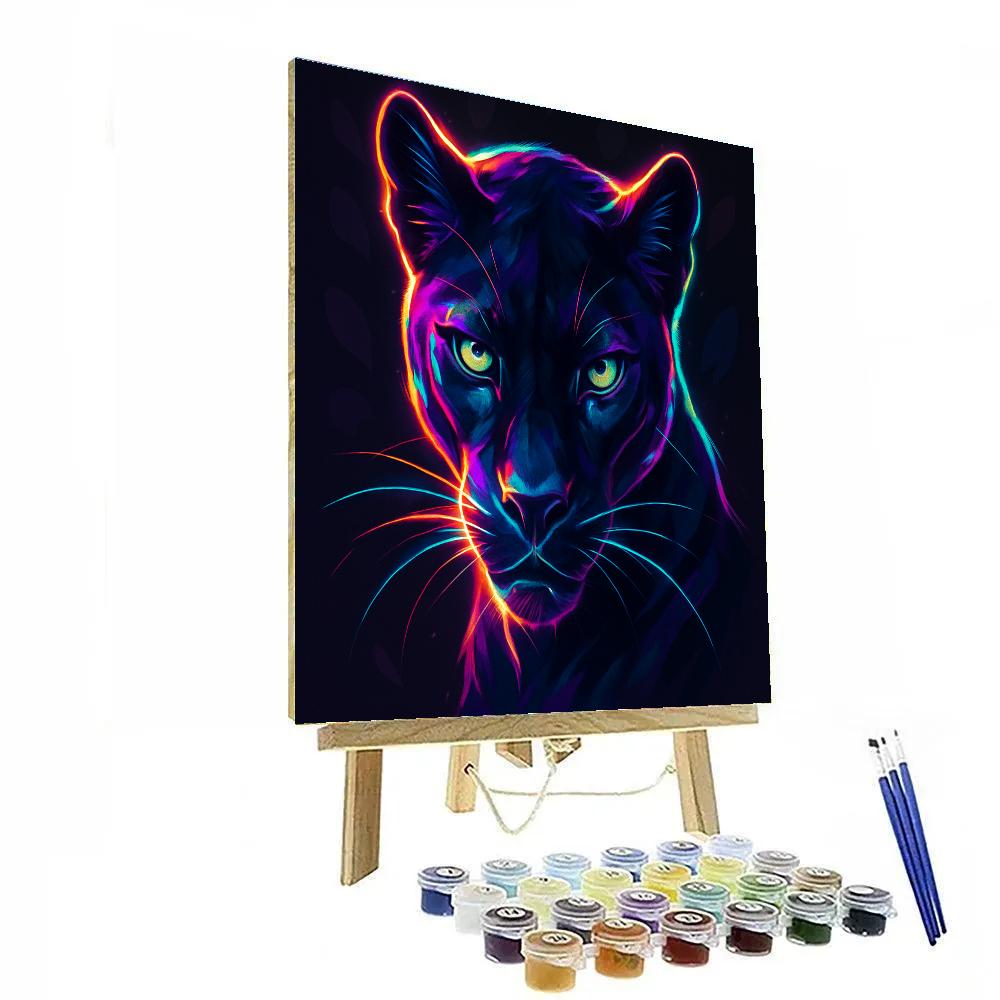Neon Orchid Panther Mask Numbered painting kits