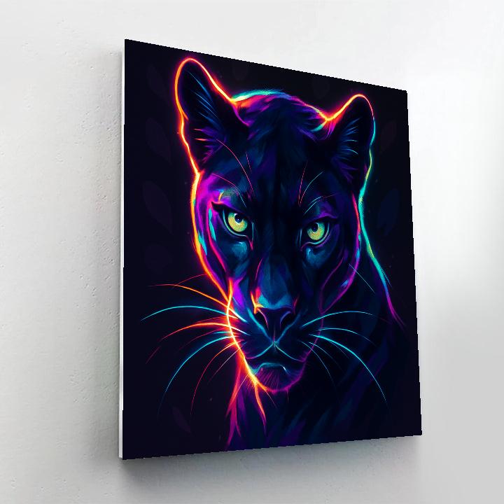 Neon Orchid Panther Mask Numbered painting kits