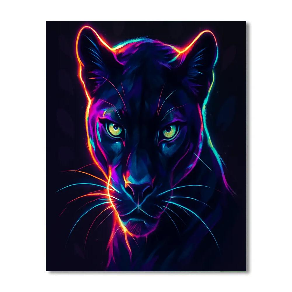 Neon Orchid Panther Mask Numbered painting kits