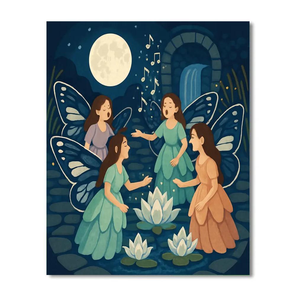 Riverstone Courtyard With Fairy Choir Painting by numbers kit