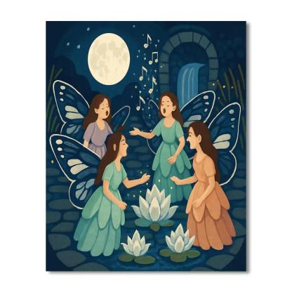 Riverstone Courtyard With Fairy Choir Painting by numbers kit