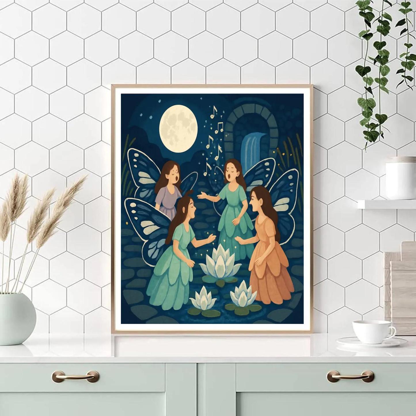 Riverstone Courtyard With Fairy Choir Painting by numbers kit