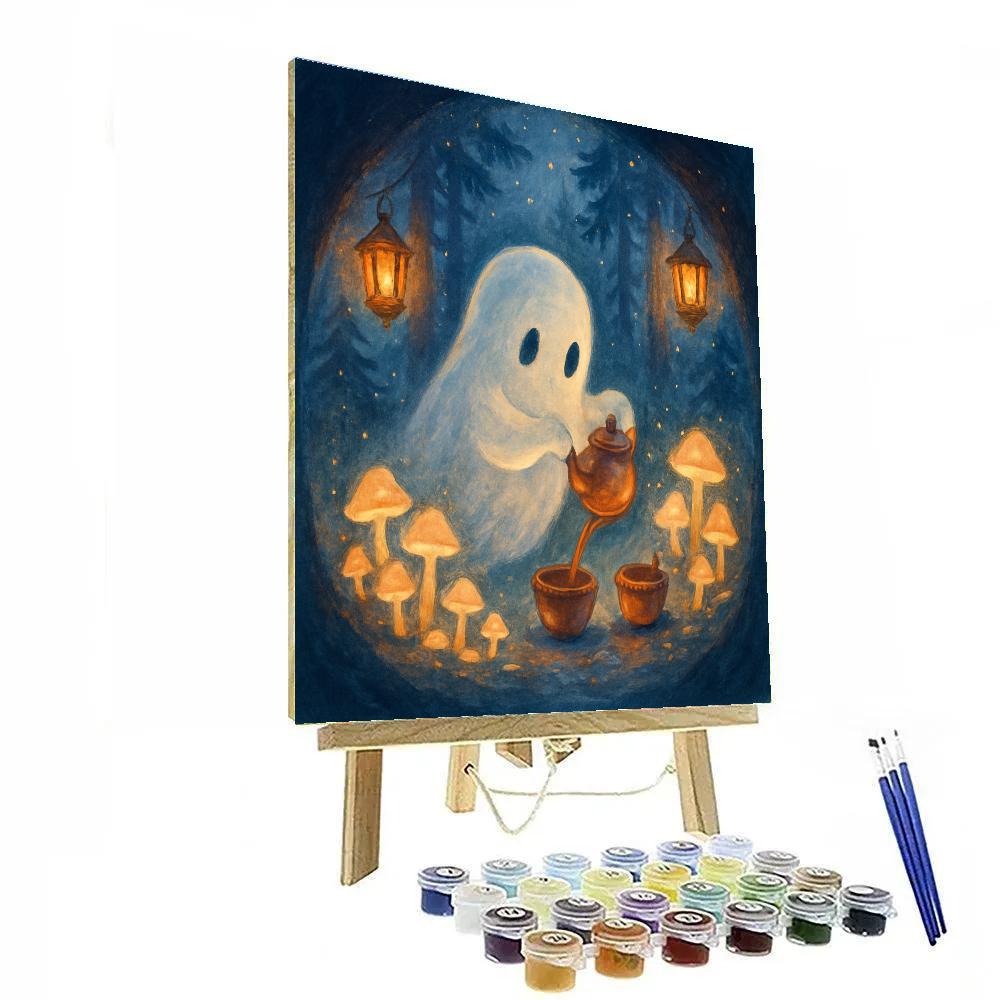 Moonlit Mushroom Tea For A Friendly Ghost paint by numbers