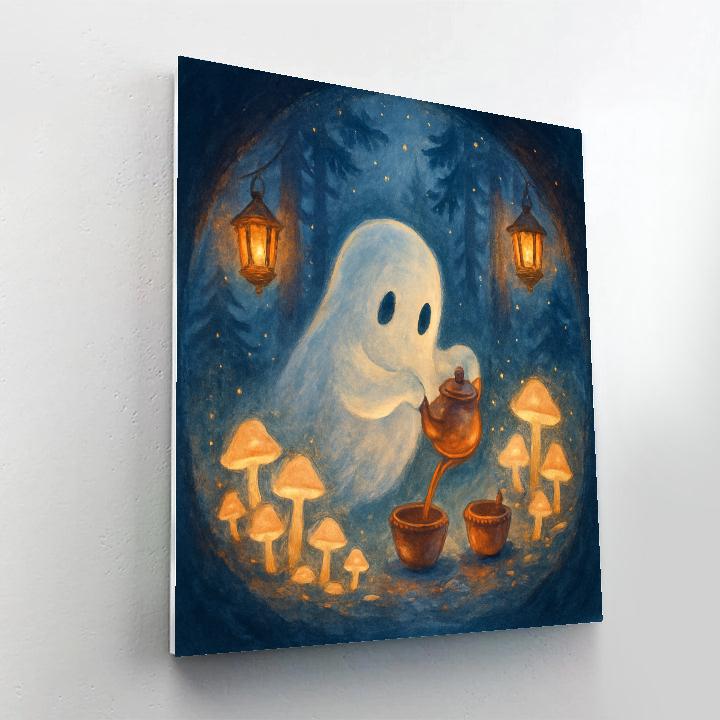 Moonlit Mushroom Tea For A Friendly Ghost paint by numbers